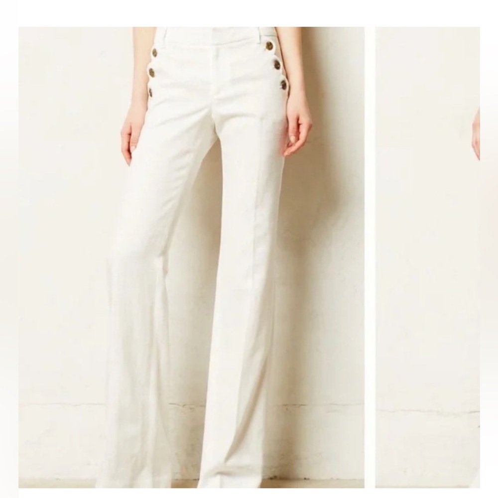 Anthropologie Elevenses Wide Leg Pants with Button Detail size 2